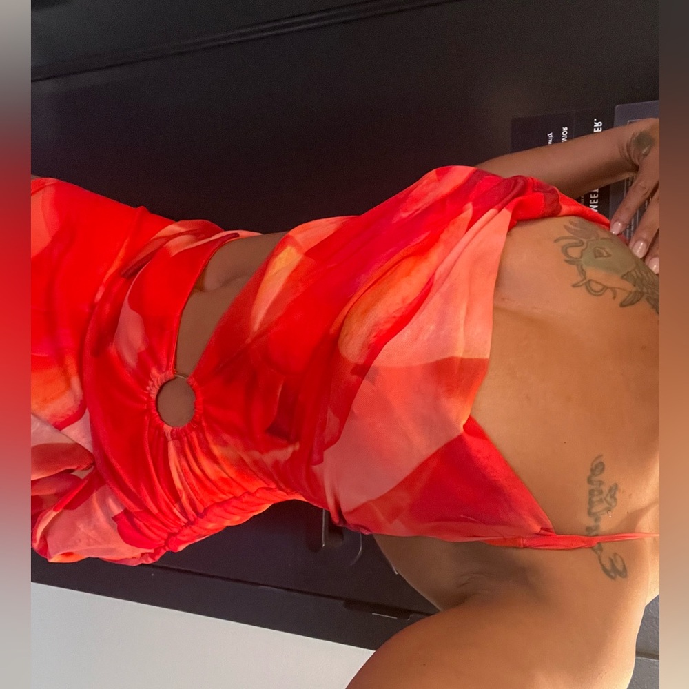 Red and Orange Halter Dress